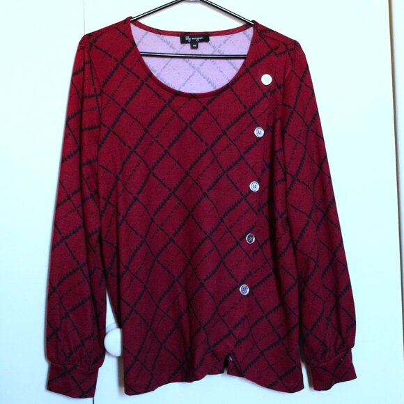 Lily Morgan - Long-sleeve Knit Top with Decorative Buttons - Picture 1 of 5